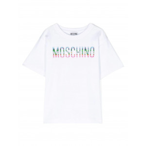 Dievčenské tričko s logom biele MOSCHINO