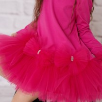 Dievčenské šaty s mašľami cyklámenovo ružové BE HAPPY DAGA