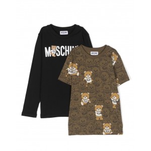 Unisex súprava tričiek čierne a olivové MOSCHINO