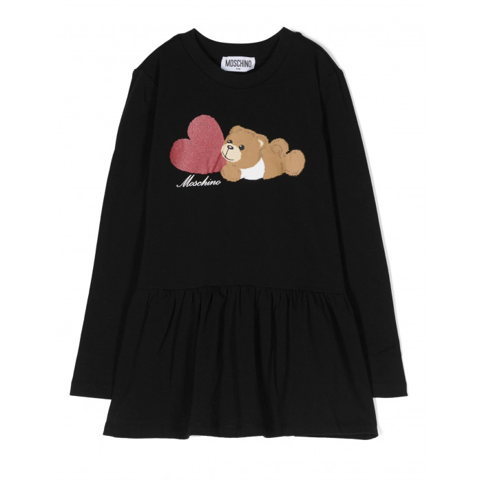 Dievčenská tunika Teddy bear heart čierna MOSCHINO