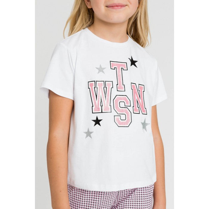Dievčenské tričko s potlačou biele TWINSET