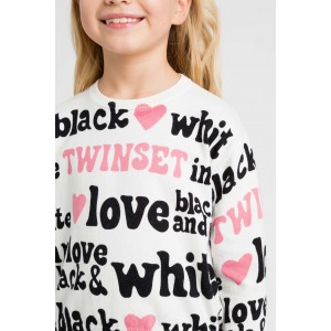 Dievčenský pulóver s potlačou textu biely TWINSET