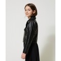 Dievčenská bunda motorkárska koženková čierna TWINSET