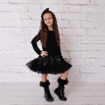 Dievčenské šaty s mašľami čierne SHINE AND GLOW DAGA