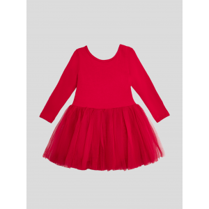 Dievčenské šaty s dlhým rukávom červené TUTU