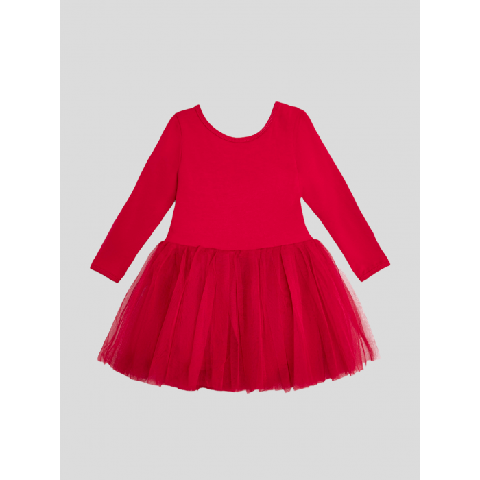 Dievčenské šaty s dlhým rukávom červené TUTU