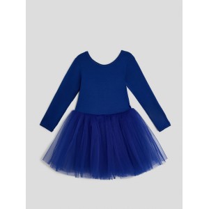 Dievčenské šaty s dlhým rukávom kráľovské modré TUTU
