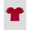 Dievčenské tričko s naberanými rukávmi červené TUTU