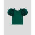 Dievčenské tričko s naberanými rukávmi smaragdové TUTU