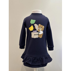 Dievčenské šaty s Teddy Bear modré MOSCHINO