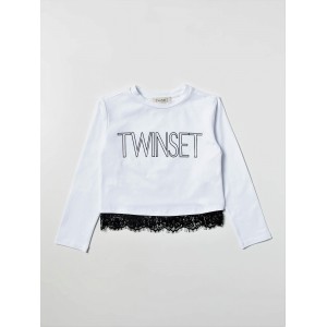 Dievčenské tričko s čipkou biele TWINSET