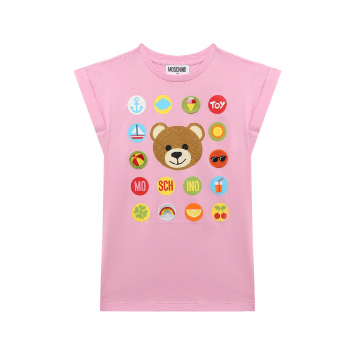 Dievčenské šaty s Teddy Bear ružové MOSCHINO