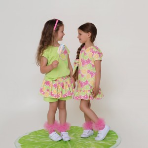 Dievčenské sukňo-šortky v zelenej a ružovej farbe LEMON POWER DAGA