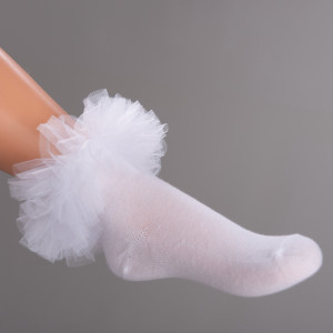 Dievčenské ponožky s volánom biele DAGA