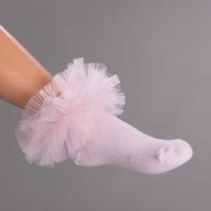Dievčenské ponožky s volánom svetlo ružové DAGA