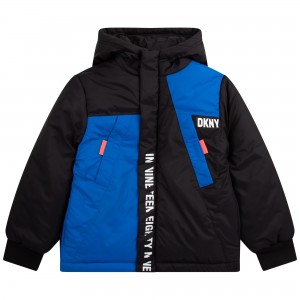 Chlapčenská bunda s kapucňou čierna DKNY