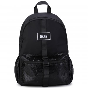 Dievčenský ruksak s flitrami čierny DKNY