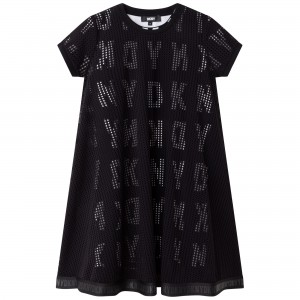 Dievčenské šaty 2 v 1 rozšírené čierne DKNY