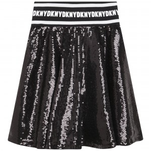 Dievčenská sukňa flirtovaná čierna DKNY