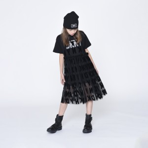Dievčenská sukňa s tylom čierna DKNY