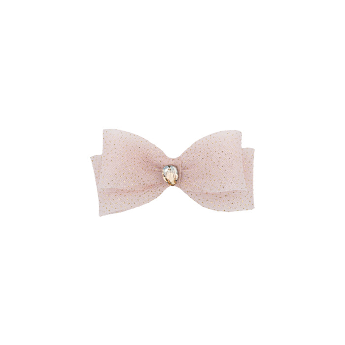 Dievčenská spona do vlasov s mašľou ružová SPARKLE BLUSH