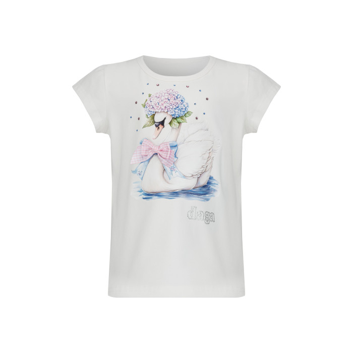 Dievčenské tričko s labuťou PASTEL BLOOM