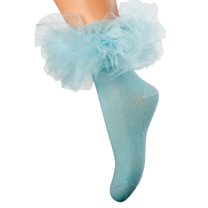 Dievčenské ponožky s volánom modré tyrkysové DAGA