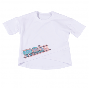Chlapčenské tričko s výšivkou biele Train DAGA