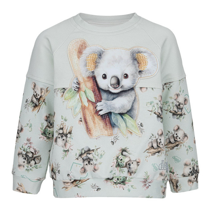 Dievčenská mikina s potlačou zelenkavé KOALA