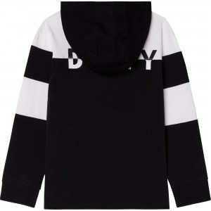 Chlapčenské polotričko s kapucňou čierno/biele DKNY