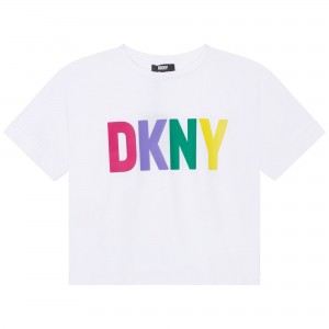 Dievčenské tričko s farebným logom DKNY