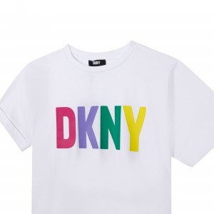 Dievčenské tričko s farebným logom DKNY