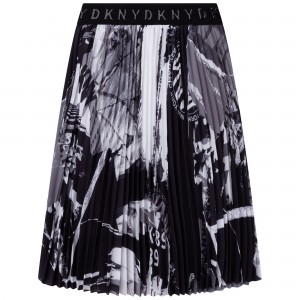 Dievčenská plisovaná sukňa čierno/biela DKNY