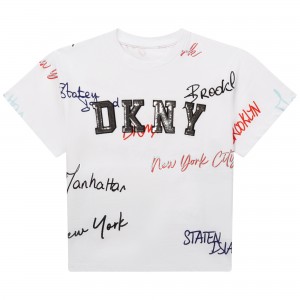 Dievčenské tričko s potlačou biele DKNY