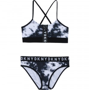 Dievčenské plavky dvojdielne čierno biele DKNY