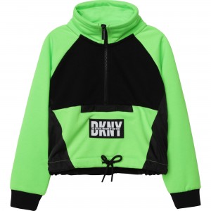 Dievčenská mikina neónovo zelená DKNY