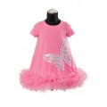 Dievčenské šaty s motýľom ružové DAGA
