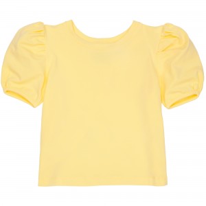 Dievčenské tutu tričko s balónovými rukávmi citrónové