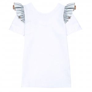 Dievčenské tričko so striebornými krídelkami biele