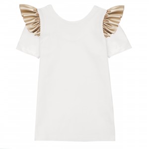 Dievčenské tričko so zlatými krídelkami krémové