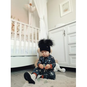 Detská čiapka GABRIEL s brmbolcami z prírodnej kožušiny JAMIKS