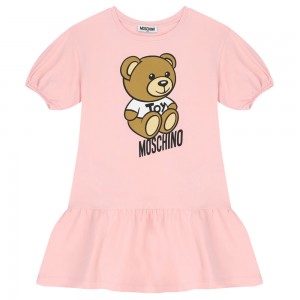 Dievčenské šaty s Teddy Bear ružové MOSCHINO