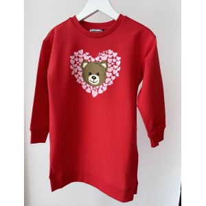 Dievčenské mikinové šaty Teddy bear heart červené MOSCHINO