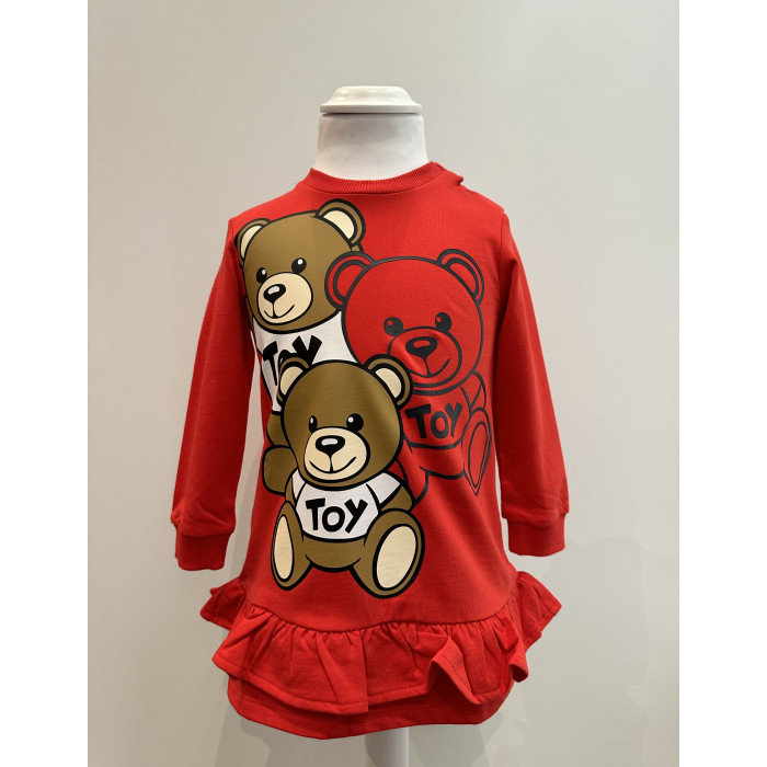Dievčenské šaty s medvedíkmi červené MOSCHINO