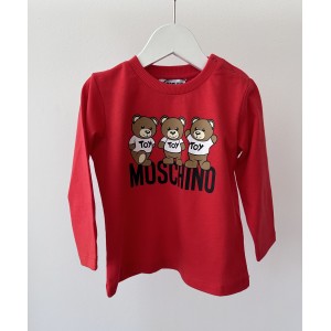 Unisex tričko s Teddy Bear s dlhým rukávom červené MOSCHINO