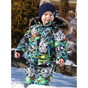Chlapčenská lyžiarska bunda s čiernou potlačou SNOWBOARD/pilguni