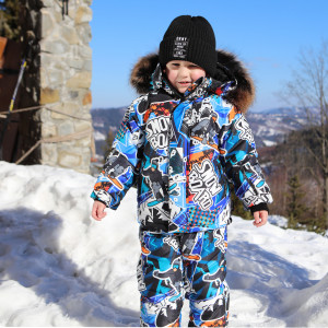 Chlapčenská lyžiarska bunda tmavomodrá SNOWBOARD3/pilguni