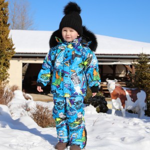 Chlapčenská lyžiarska bunda s modrou potlačou SNOWBOARD2/pilguni