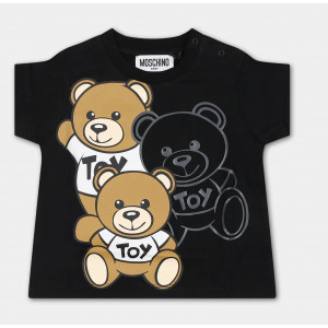 Detské tričko s krátkym rukávom čierne Teddy Bear MOSCHINO