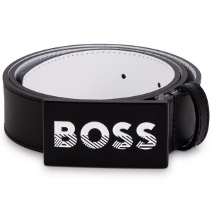 Chlapčenský opasok kožený čierny BOSS